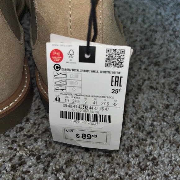 Zara Tan Chukka Boots Suede Minimalist Design